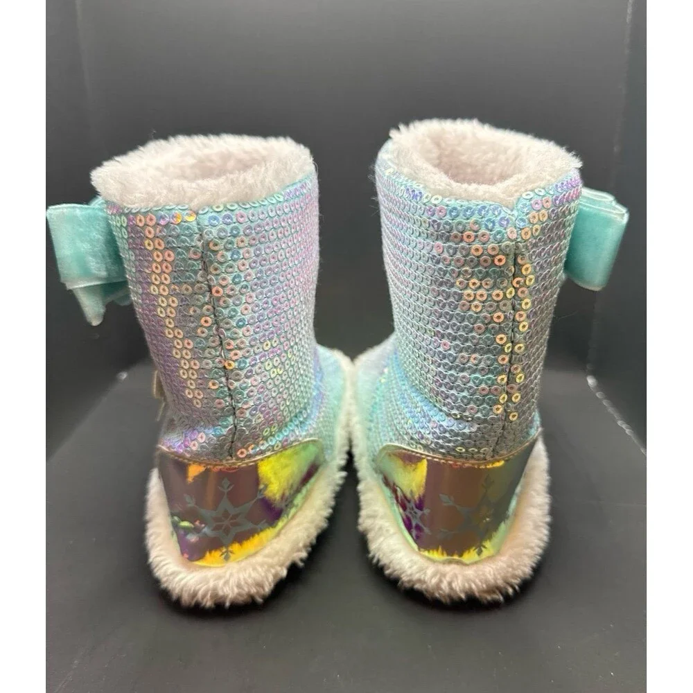 DISNEY Frozen Elsa Olaf Sequin Winter Boots Girls Size 9 - 10 (Bx 5)